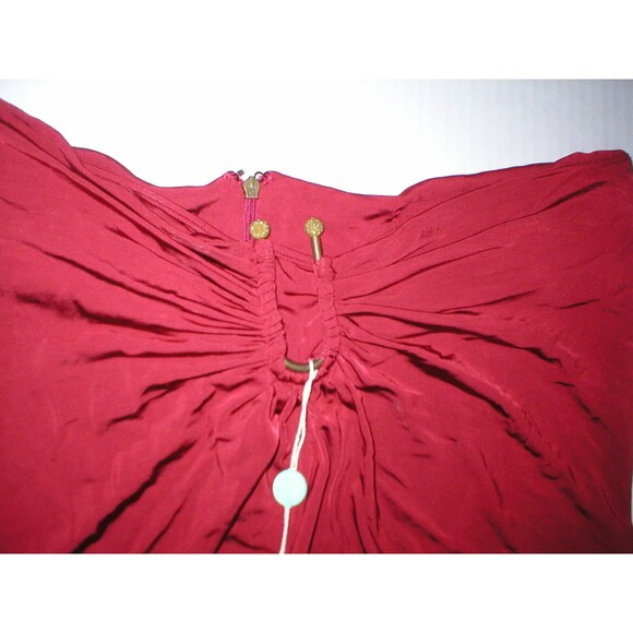 New Womens Designer Just Cavalli Italy Viscose Red Skirt 48 12 Metal Logo Accent - Picture 2 of 6